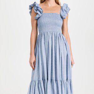 MILLE OLYMPIA DRESS IN CHAMBRAY POLKA DOT SIZE SMALL ORIGINALLY $268 NWT